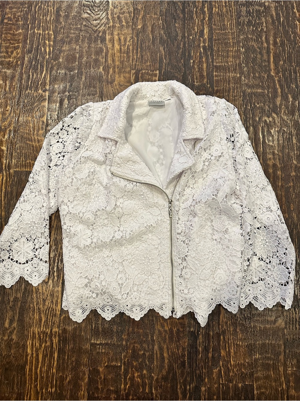 Susan Graver White Lace Overlay Jacket